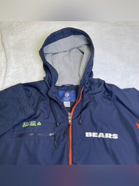 Reebok Chicago Bears NFL On Field Hooded Fleece Lined Jacket Mens Large Vintage